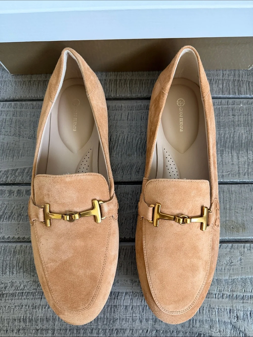 Giani Bernini Womens Beckhamm Memory Foam Suede Tobacco Brown Loafers NIB